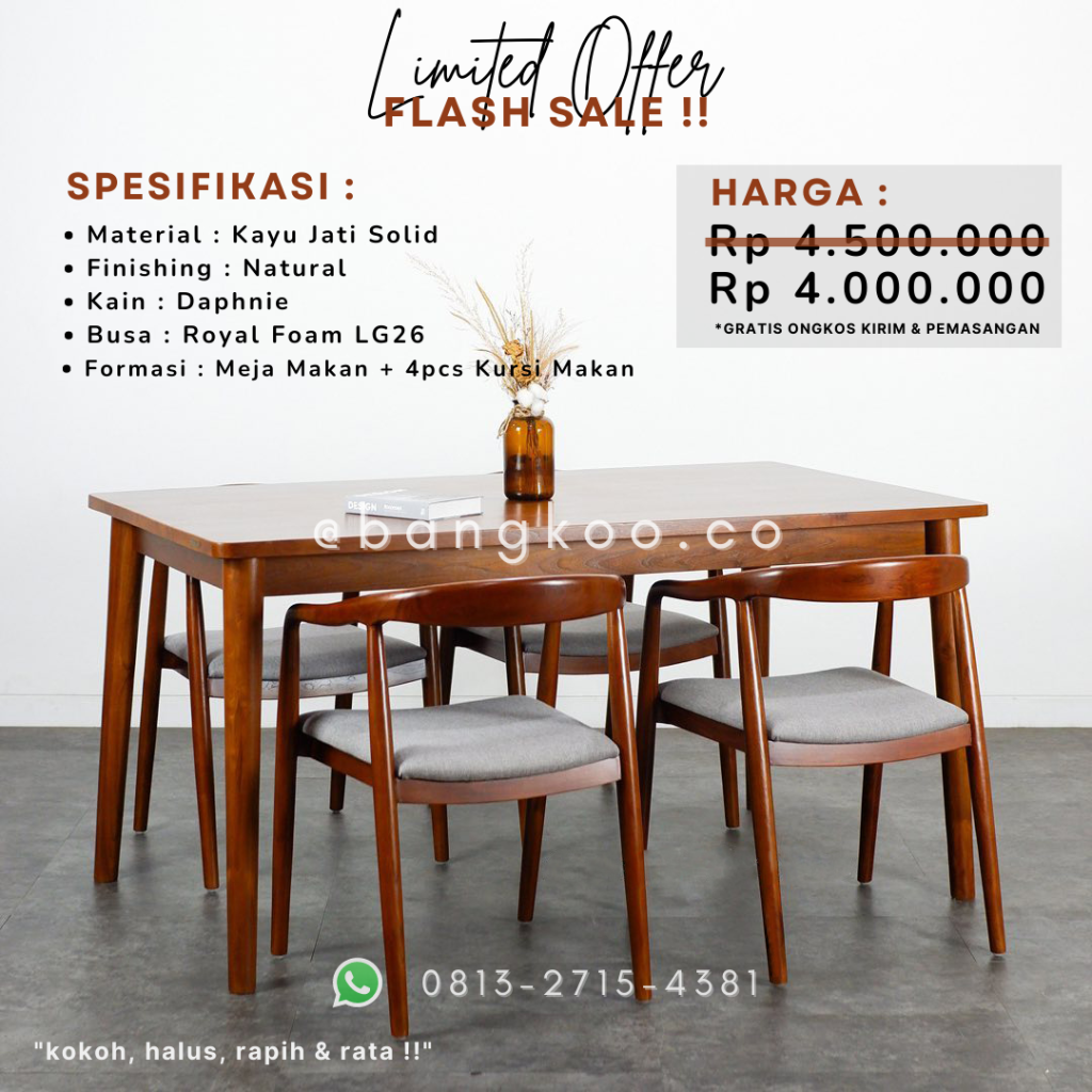 Meja Makan Solid Jati
