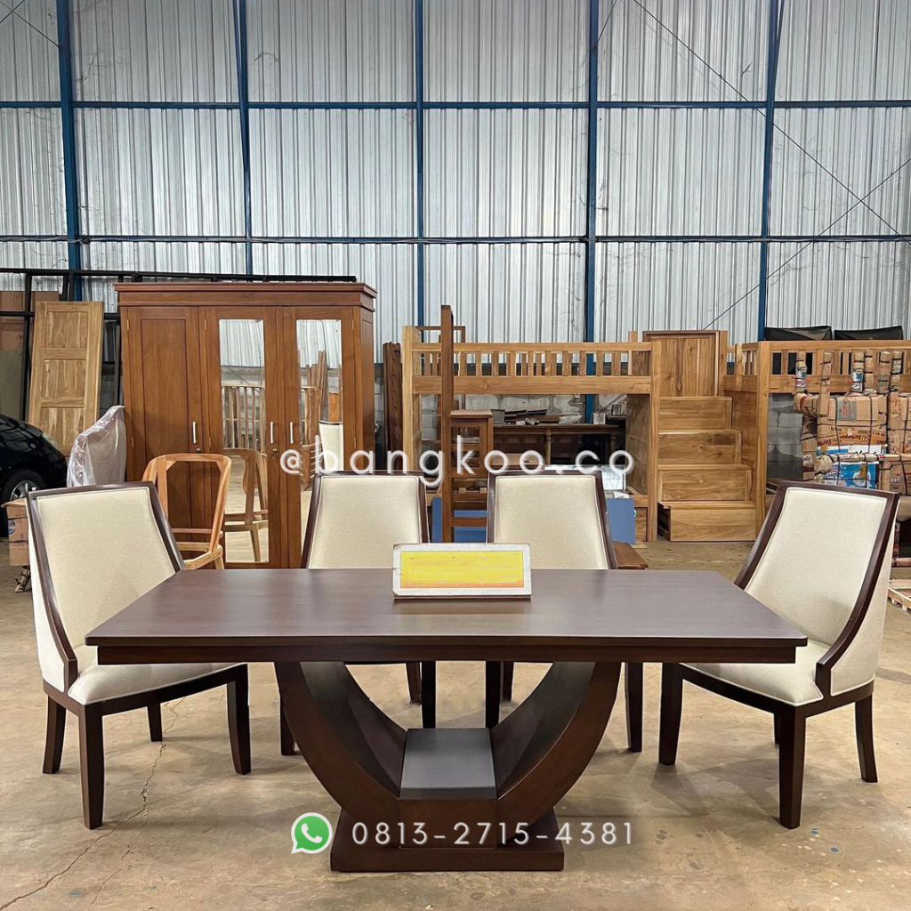 Set Meja Makan Jati Modern