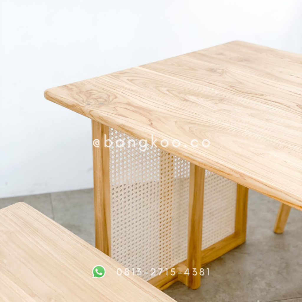 Meja Makan Jati Rotan Minimalis