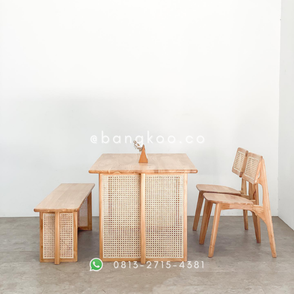 Meja Makan Jati Rotan Minimalis