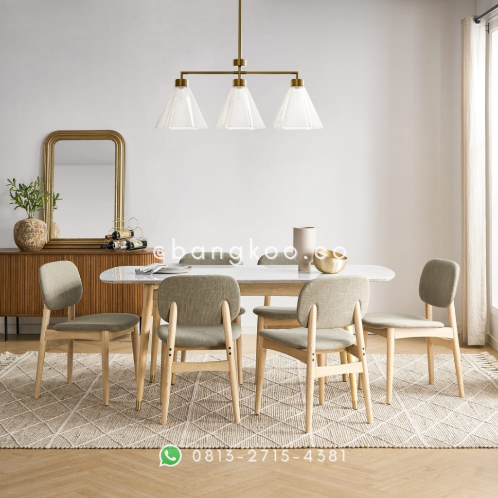 Meja Makan Minimalis Jati Marmer