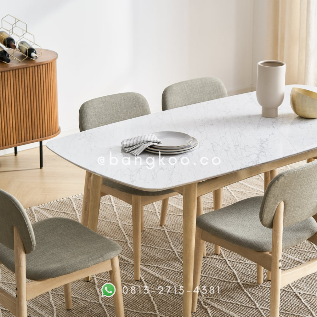 Meja Makan Minimalis Jati Marmer