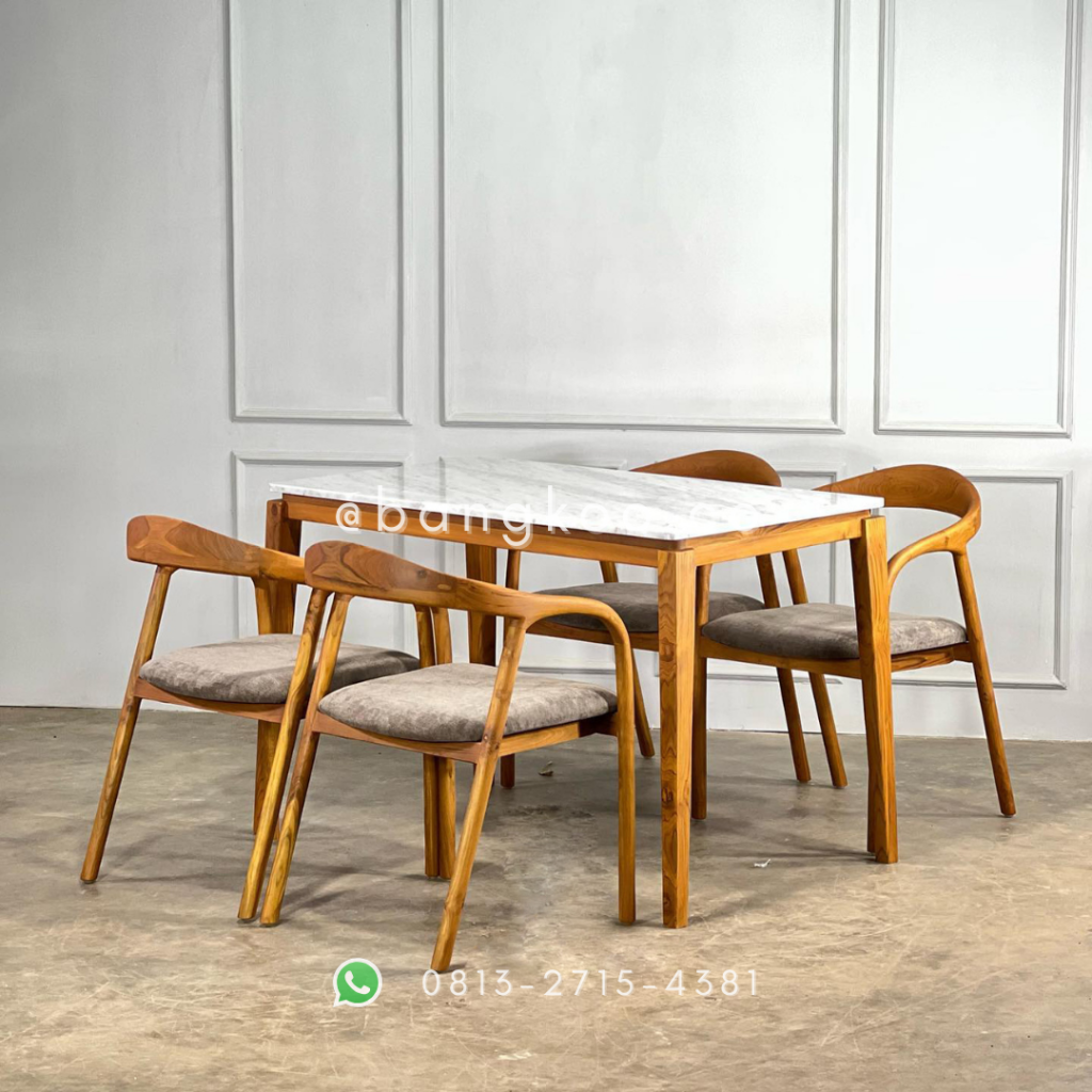 Meja Makan Jati Marmer