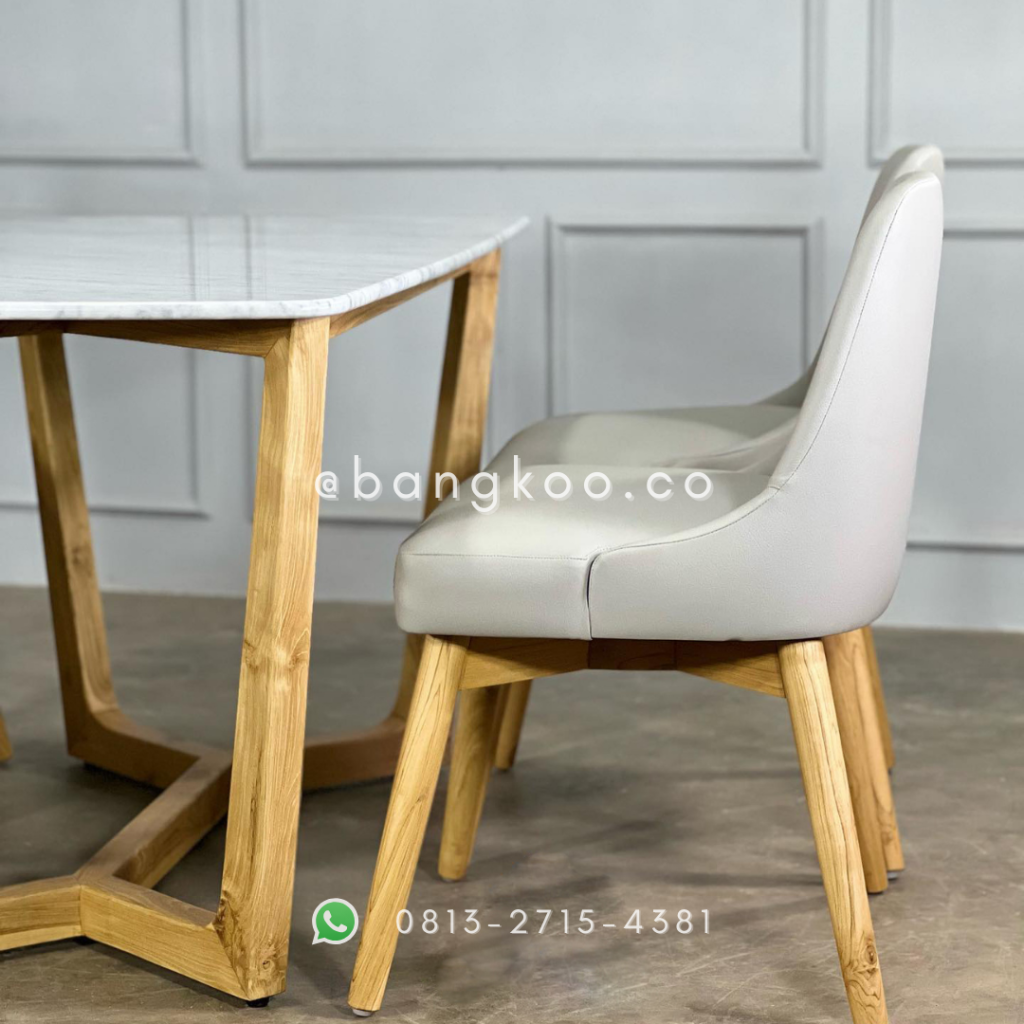 Meja Makan Jati Marmer Modern