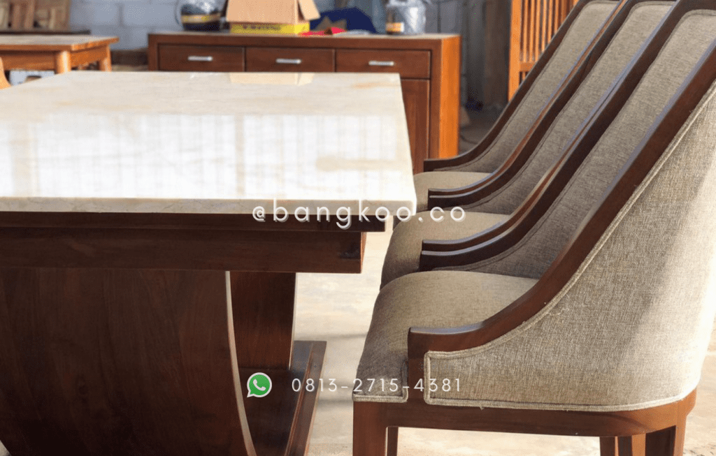 Set Meja Makan Jati Marmer