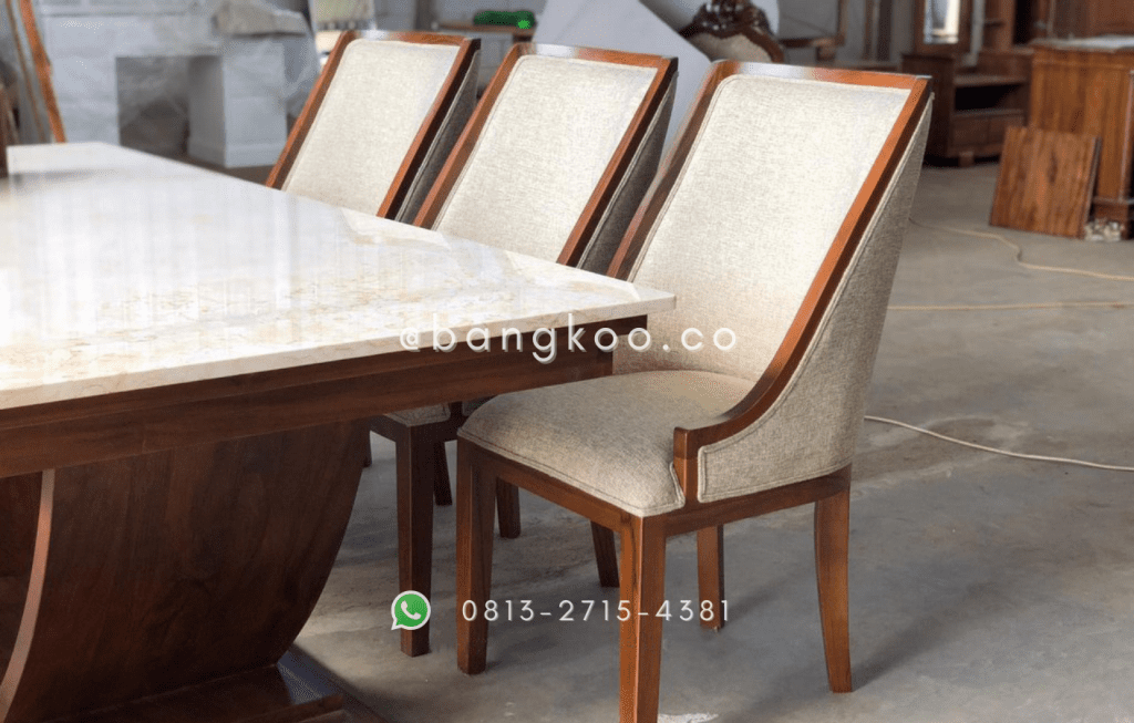Set Meja Makan Jati Marmer