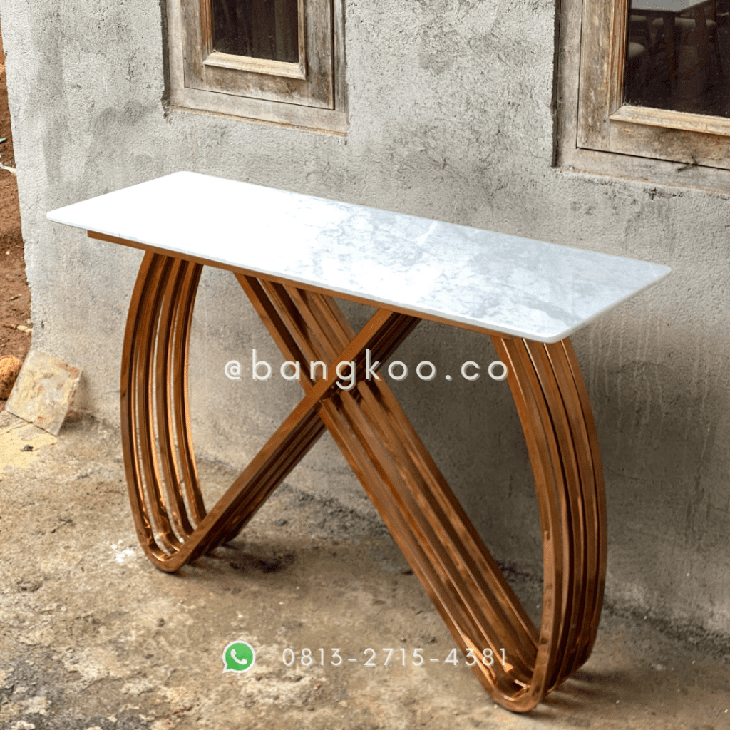 Meja Console Stainless Steel Marmer