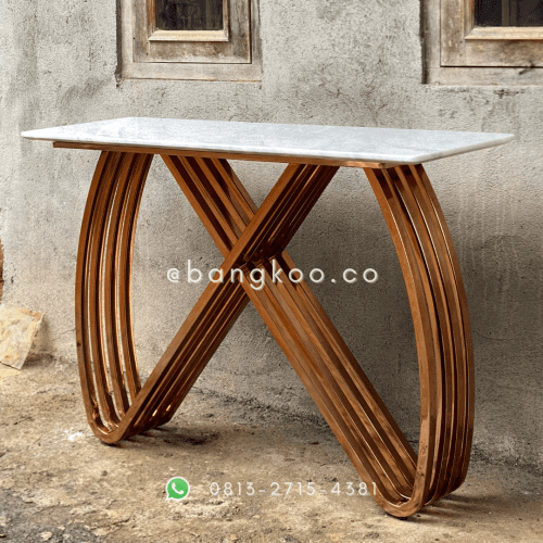 Meja Console Stainless Steel Marmer