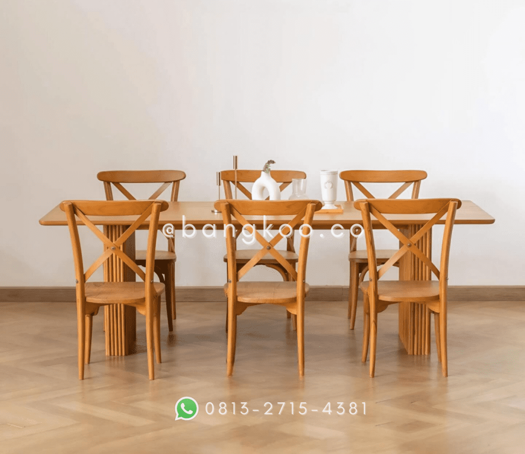 Set Meja Makan Jati Silang