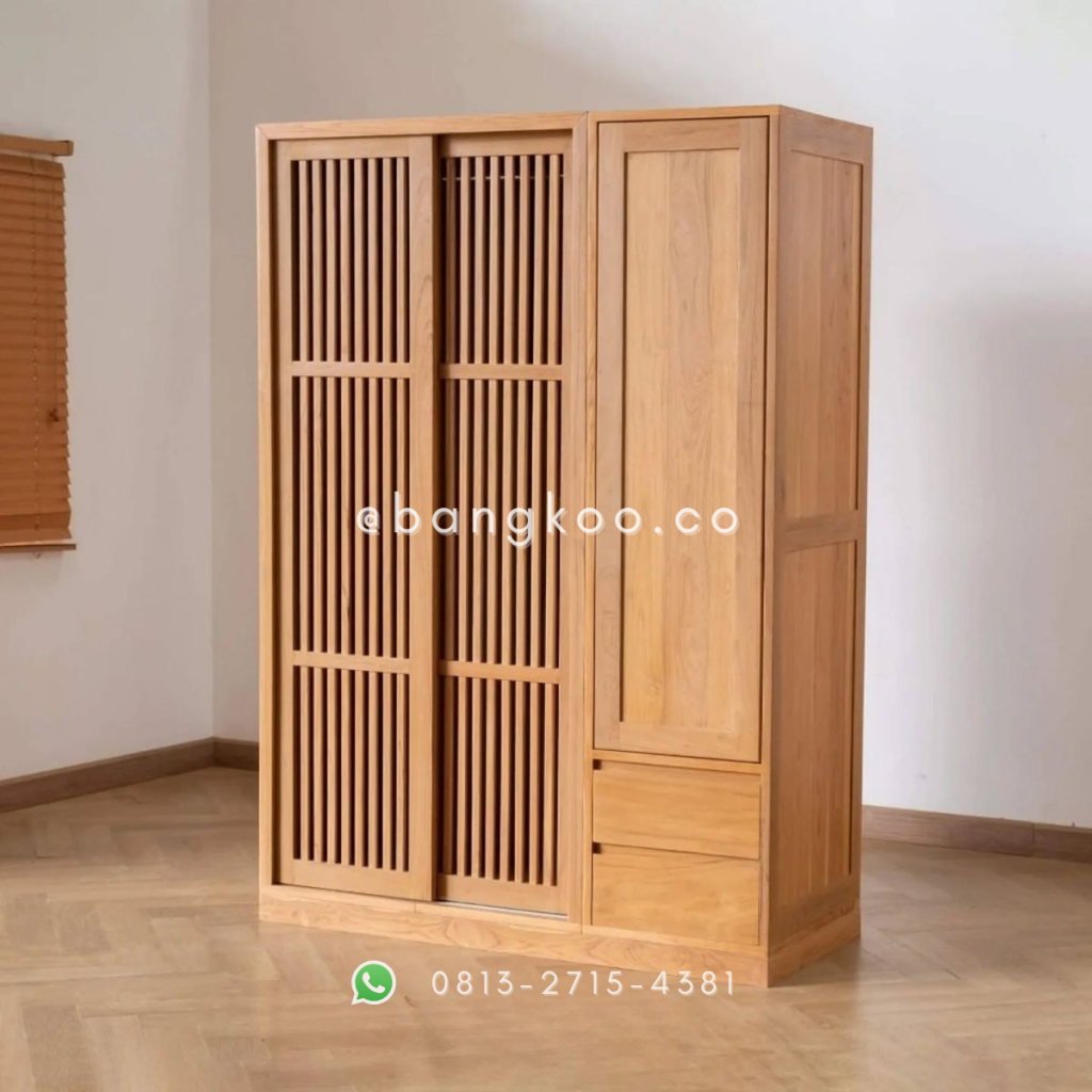 Lemari Pakaian Minimalis Jati Solid