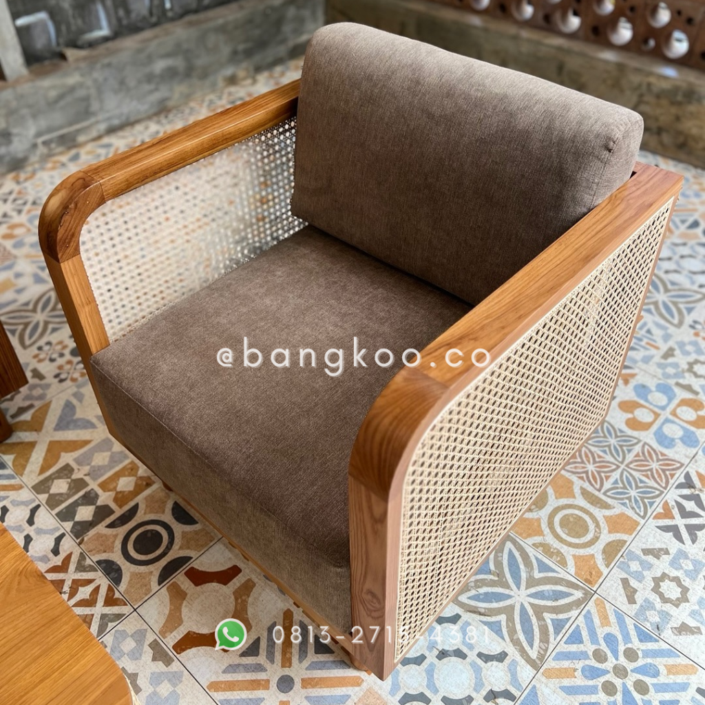 Sofa Kursi Tamu Jati Rotan Minimalis